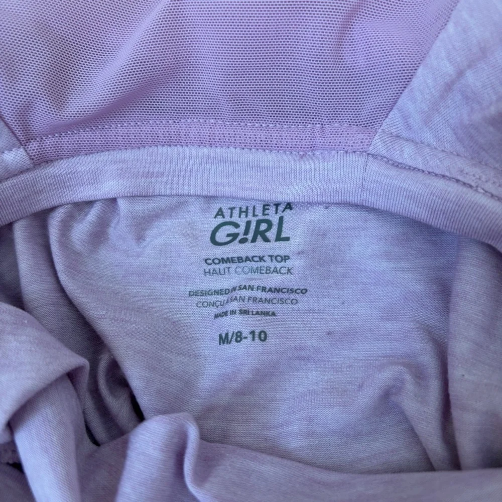 Athleta Girls Black Bike Shorts and Athleta lavender Top size 8-10